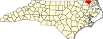 Map of North Carolina highlighting Gates County